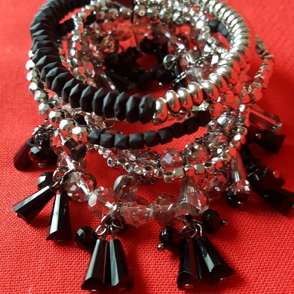 ABS ALLEN SCHWARTZ BEADED STRETCH BRACELET SET 6PC - Picture 5 of 5